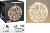 Krogla okrasna 300 led topla bela fi 25 cm s  časovnik, IP44, Koo.