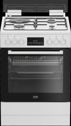 Štedilnik kombinirani Beko FBE63320WDN, 3+1, 60cm, A klasa, 3plin+1elektrika, pečica 66L, zaslon, bel