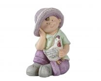 Figura vrtna fantek s kokoško 31 cm, Kaem.