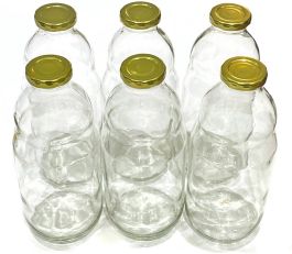 Steklenica za sok 1L s pokrovčki  6/1, pokrov 43mm, prozorne ali zelene
