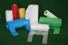 Vrečke nosilne 280+160x550 mm, 10 kg, 250/1, modre v roli, PEHD 
