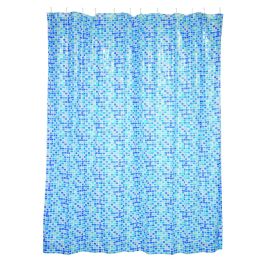 ZAVESA ZA TUŠ+KLJUKICE   BLUE MOZAIC, 180X200, PVC ,  