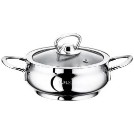 Kozica 0,6l s stekl. pokrovom nizka  2-R inox fi12x6cm, indukcija
