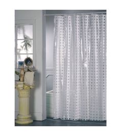 ZAVESA ZA TUŠ+KLJUKICE  WHITE WITH DOTS, 180X200,PVC, MSV