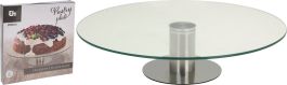 Podstavek steklen za torto, inox noga, 30x7cm 
