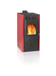 Toplozračni kamin na pelete SM STANDARD 10 kW, rdeč ; 3-10 Kw