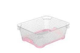 Košara mrežasta za shranjevanje Jonas  z anti-slip funkcijo 20x16x7cm A6  pvc transparent biserno roza  (
