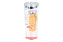 Doza steklena s pokrovom inox, Alpina 1,5l, 10x25cm** 
