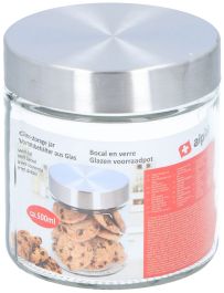 Doza steklena s pokrovom inox, 500 ml, 11x12cm, Alpina 
