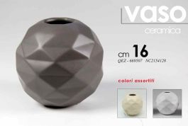 Vaza okrogla 16cm barvna keramika 
