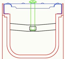 Pritrdilni element 2PR-WAVE AZ 110 za rešetko na kanaleti tipa AZ 