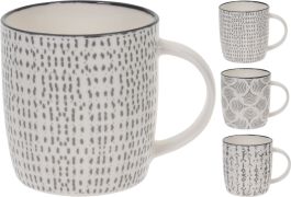 Lonček mug porcelan new bone 340cc raz. dekorji (