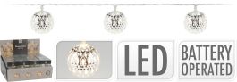 Lučke 10 led srebrne kroglice toplo bele baterijske, Koo.