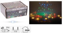 Lučke zavesa 100 led večbarvna srebrna žica 1m, Koo.