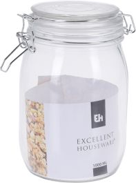 Doza steklena s pokrovom na clip 1000ml 20x11cm 
