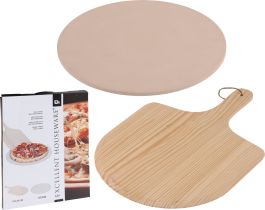 Set za peko pice kamen 33x1cm + lesena deska 49x36x1cm 
