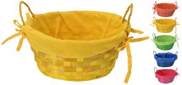 Košara bambus s tekstilom 21x21xH9cm različne barve, Vel.noč
