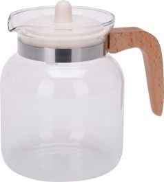 Čajnik steklen 1,5l, les ročaj
