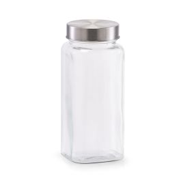 Doza steklena kvadratna, 620ml, kov.pokrov
