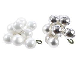 Bučke novoletne steklene bele/srebrne fi 2 cm, set 10/1
