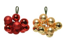 Bučke novoletne steklene rdeče/zlate fi 2cm, set 10/1

