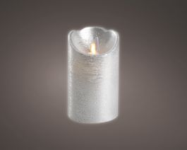 Sveča novoletna led srebrna mat., 7,5x12,5cm, Kaem.