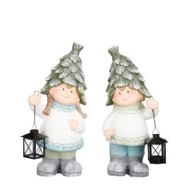 Figura božična fantek/punčka z lanetrno 46cm, Edel.