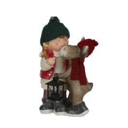 Figura božična punčka  z jelenčkom 42 cm, Edel.