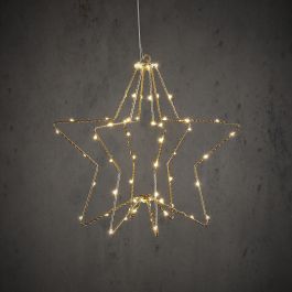 Zvezda viseča zlata 60 led toplo bela, na baterije, 32 cm,  Edel.