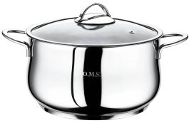 Lonec 3l s stekl. pokrovom, 2-R inox, fi20x10cm, indukcija
