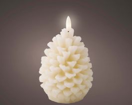 Sveča storž z LED plamenom, 13 cm, bel

