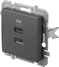 POLNILNIK USB 5V 3,0A antracit LOGIQ brez okvija