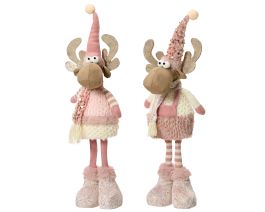 Figura božična jelenček roza/bel 50 cm, Kaem.