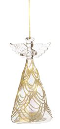 Okrasna figura angelček zlat steklo, 13 cm, Bizz.