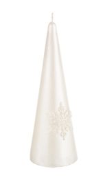 Sveča stožec biserne snežinke, 15cm
