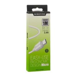 Kabel polnilni Borofone BX14 Linkjet USB-A/USB-micro 2,4A 1m, bel