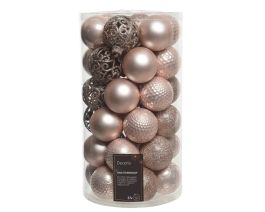 Bučke novoletne plastične, roza sijaj/mat mix fi 6 cm, set 37/1
