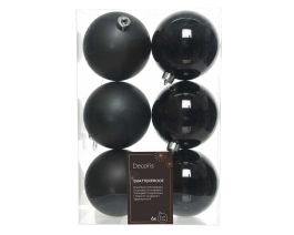 Bučke novoletne črne sijaj/mat plastične fi 8 cm, set 6/1, Kaem.