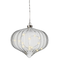 Krogla-čebula steklena viseča mikro 15 led, 21 cm, Kaem.