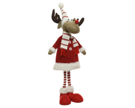 Figura božična jelenček rdeč s šalom 69 cm, Kaem.