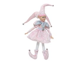 Figura božična škratka roza 60 cm, Kaem.