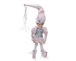 Figura božična škratek roza 50 cm, Kaem.