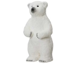 Figura medved stoječ bel z bleščicami 60 cm, Kaem.