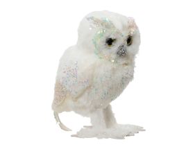 Figura sovica bela s kristalčki 15 cm, Kaem.