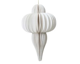 Okras novoletni ornament snežno bela papir 15 cm, Kaem.