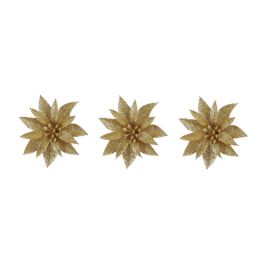 Dekoracija, božična zvezda na sponki, zlata, set 3/1, 3 × 10 cm
