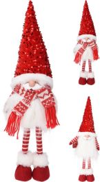 Figura božična božiček rdeo/bel s šalom 51 cm, Koo.
