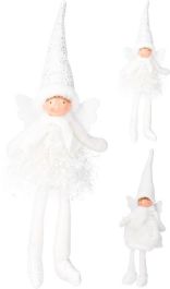 Figura božična punčka sedeča bela 40 cm
