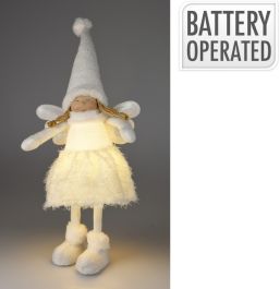 Figura božična punčka stoječa bela led 69 cm
