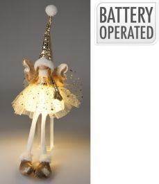 Figura božična punčka sedeča zlata led 60 cm, Koo.